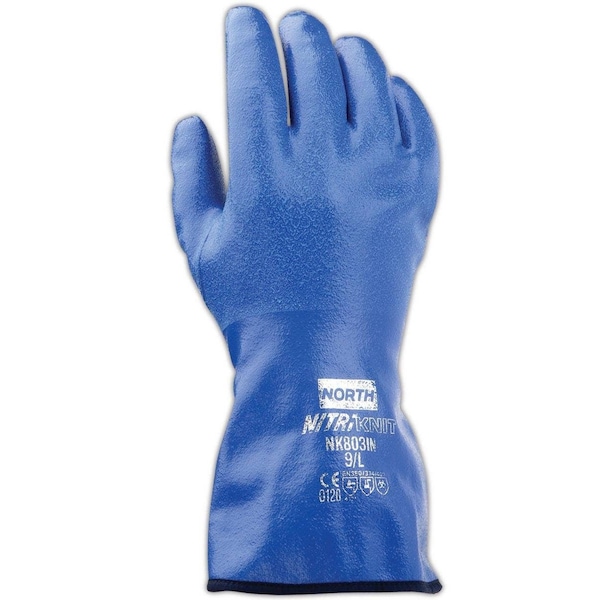 North NitriKnit NK803IN Insulated Blue Rough Finish Nitrile Gloves